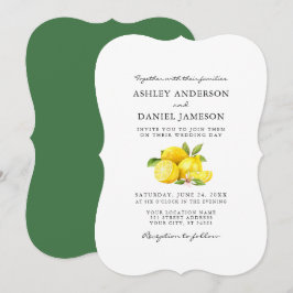 Invitación Watercolor Lemons Greenery Boda GB