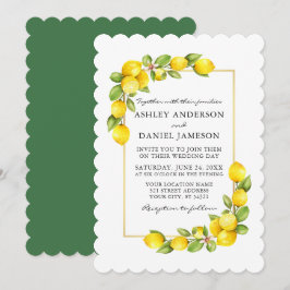 Invitación Watercolor Lemons Greenery Boda Green
