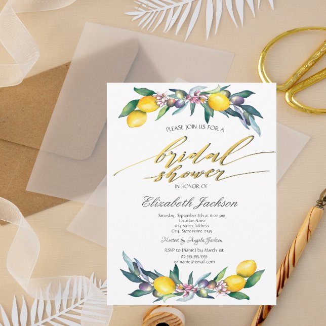Invitación Watercolor Lemons Olives Bridal Shower (Subido por el creador)