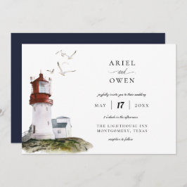 Invitación Watercolor Lighthouse Boda de temas náuticos