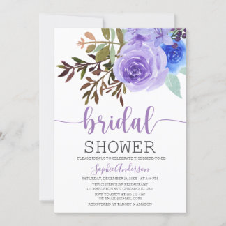 Invitación  Watercolor Lilac Lavender Floral Brillante