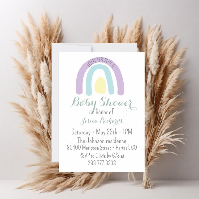 Invitación Watercolor lilac mininbow Baby Shower (Subido por el creador)