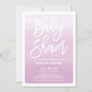 Invitación Watercolor Lilac Ombre Calligraphy Baby Shower