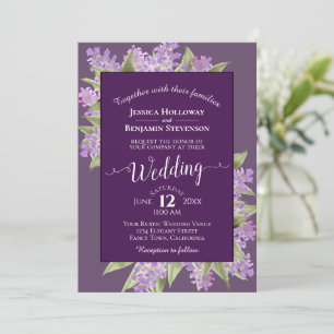 Invitación Watercolor Lilacs Plum Purple Boho Boda