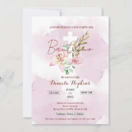 Invitación Watercolor lily baptism invitation