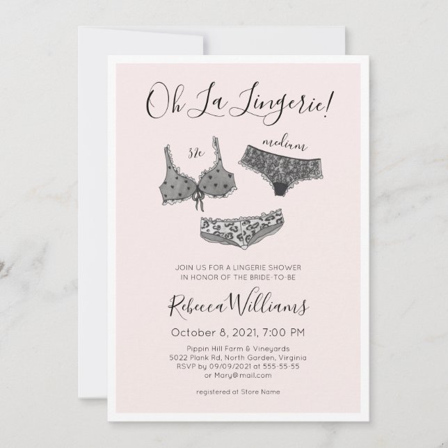 Invitación Watercolor Lingerie Shower Bridal Shower (Anverso)