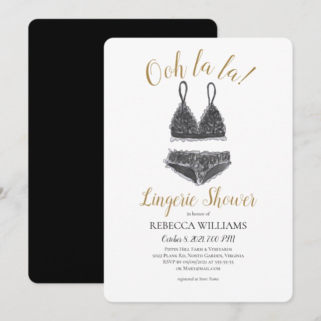 Invitación Watercolor Lingerie Shower Bridal Shower (Anverso / Reverso)