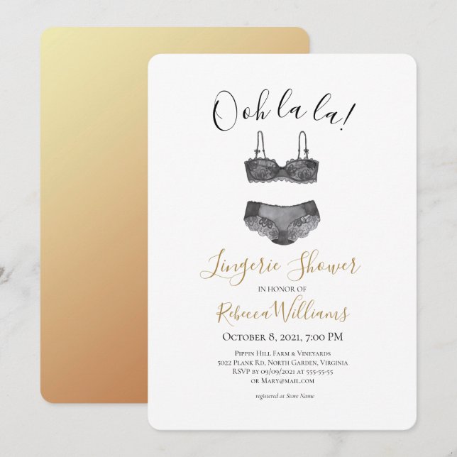 Invitación Watercolor Lingerie Shower Bridal Shower (Anverso / Reverso)