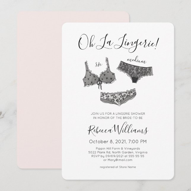 Invitación Watercolor Lingerie Shower Bridal Shower (Anverso / Reverso)