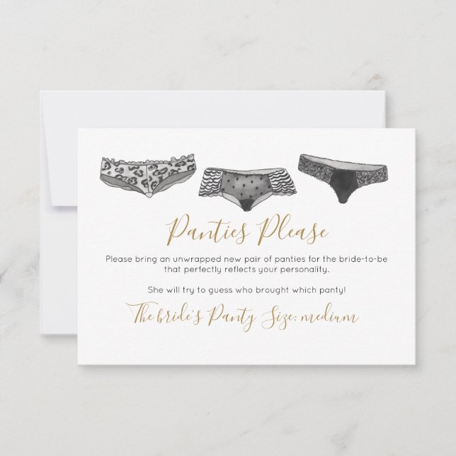 Invitación Watercolor Lingerie Shower Game Shower (Anverso)