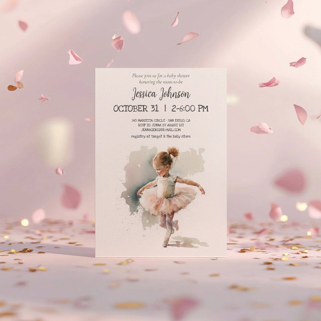Invitación Watercolor Little Ballerina Baby Shower (Subido por el creador)