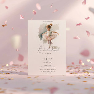 Invitación Watercolor Little Ballerina Cumpleaños