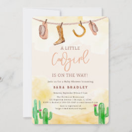 Invitación Watercolor Little Cowgirl Western Baby Shower