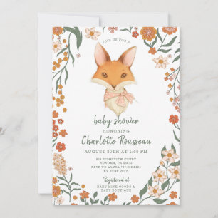 Invitación Watercolor Little Fox Chica Baby Shower