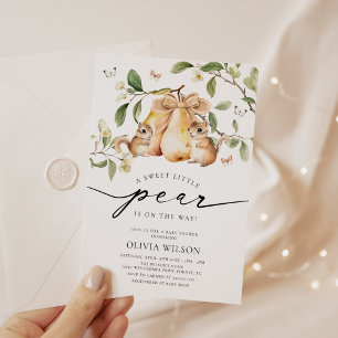 Invitación Watercolor Little Pear Chica Baby Shower