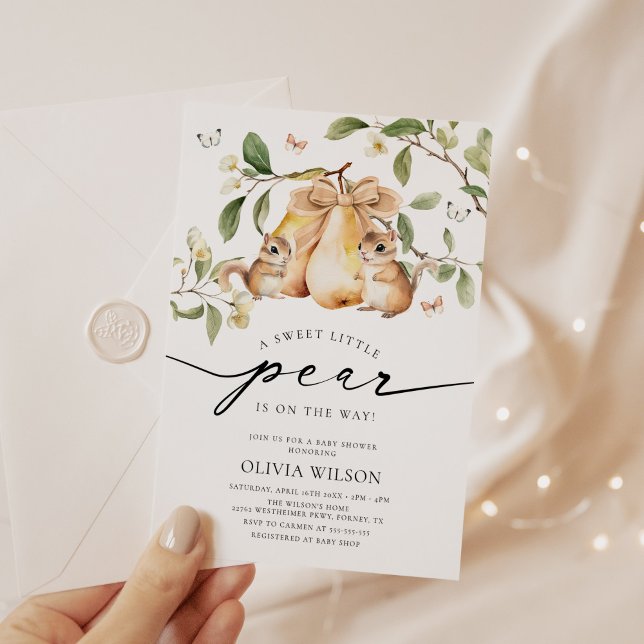 Invitación Watercolor Little Pear Chica Baby Shower (Subido por el creador)