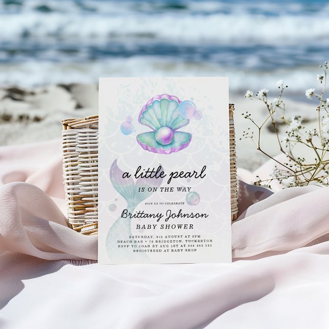Invitación Watercolor Little Pearl Baby Shower (Subido por el creador)