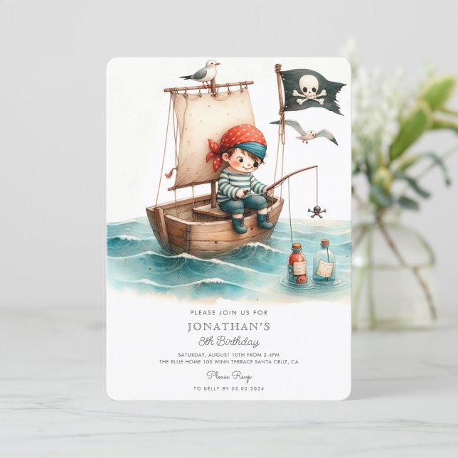 Invitación Watercolor Little Pirate Birday (Subido por el creador)