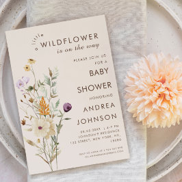 Invitación Watercolor Little Wildflower Baby Shower Botánico