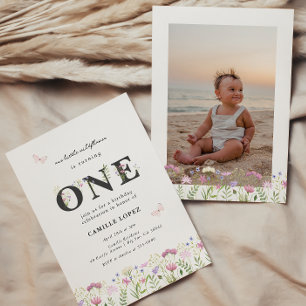 Invitación Watercolor Little Wildflower Invitat de cumpleaños