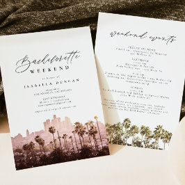 Invitación Watercolor Los Angeles California Skyline Palm