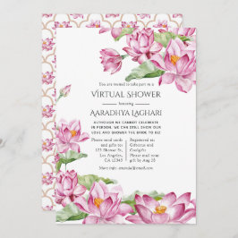 Invitación Watercolor Lotus Flower Indian Virtual Shower