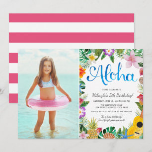 Invitación Watercolor Luau Tropical   Fiesta de cumpleaños de