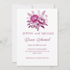 Invitación Watercolor Magenta Peony Boda Cena Ensayo