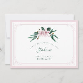 Invitación Watercolor Magnolia Pink Floral Bridesmaid