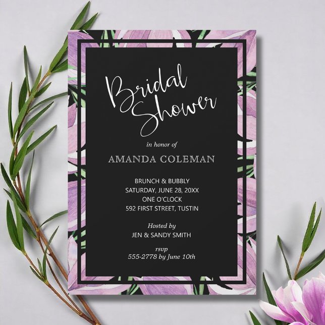 Invitación Watercolor Magnolias Floral Bridal Shower (Watercolor magnolia flowers bridal shower invitations - INSTANT DOWNLOAD and/or PRINTED or both!)