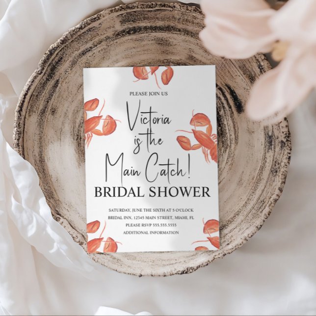 Invitación Watercolor Main Catch Lobster Bridal Shower (Subido por el creador)