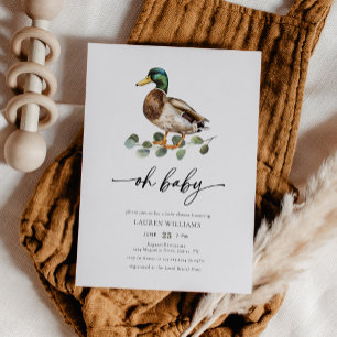 Invitación Watercolor Mallard Duck Baby Shower
