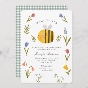 Invitación Watercolor Mamá para ser Wildflowers Baby Shower