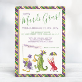 Invitación Watercolor Mardi Gras Animal Parade Party