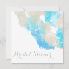 Invitación Watercolor Mariposa Ocean Shore Bridal Shower