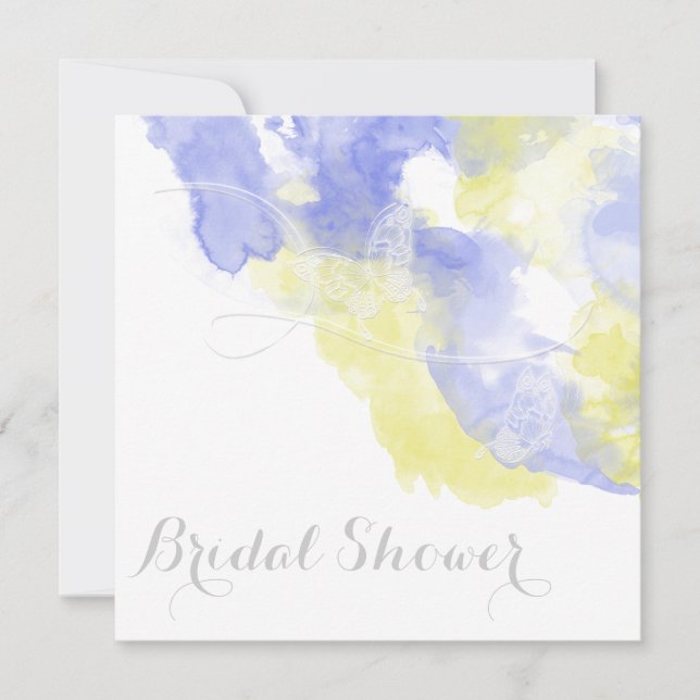 Invitación Watercolor Mariposa Periwinkle Lemon Bridal (Anverso)