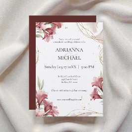 Invitación Watercolor Maroon Floral Wedding Invitation