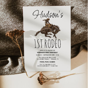 Invitación Watercolor marrón Vocero Primer Rodeo Primer Cumpl