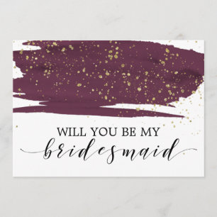 Invitación Watercolor Marsala Gold Serás Mi Novia