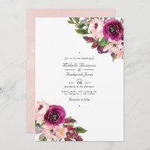 Watercolor Marsala y Rubor Floral QR Code Boda