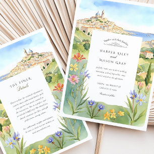 Invitación Watercolor Marsella Boda Mediterráneo