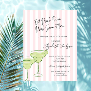 Invitación Watercolor Martini Rayas Rosadas Despedida de Solt