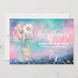 Invitación *~* Watercolor Mason Jar Rustic Baby Shower Floral