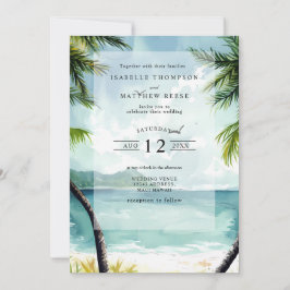Invitación Watercolor Maui Hawaii Boda Tropical en Playa