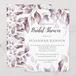 Invitación Watercolor Mauve Rosa Sale de Ducha Británica
