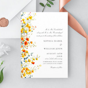 Invitación Watercolor Meadow Boda de flores silvestres bohemi