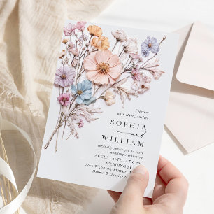 Invitación Watercolor Meadow Boda de flores silvestres bohemi
