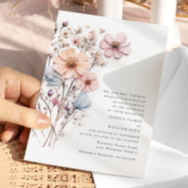 Invitación Watercolor Meadow Boda de flores silvestres bohemi