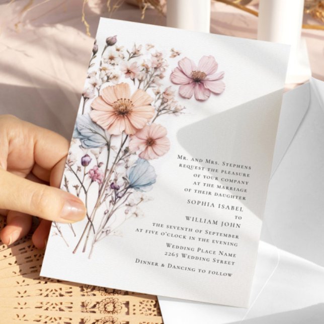 Invitación Watercolor Meadow Boda de flores silvestres bohemi (Subido por el creador)