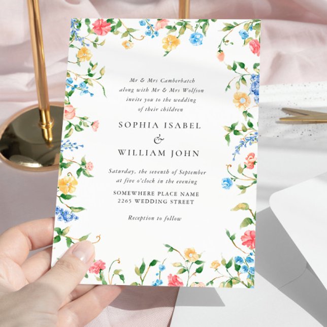 Invitación Watercolor Meadow Boda de flores silvestres bohemi (Subido por el creador)